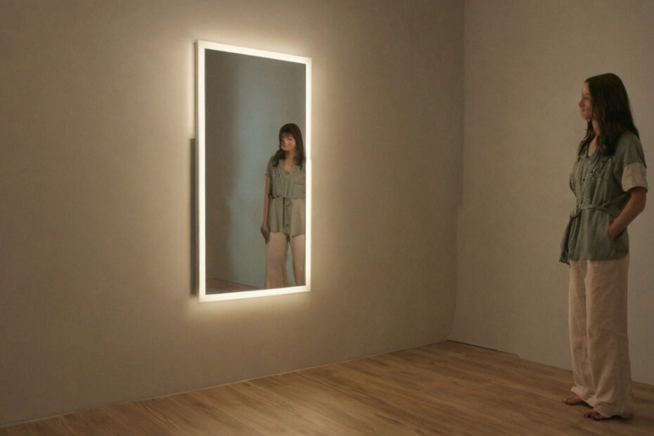 How should designers test floor mirror sightlines before choosing final light fittings editorial visual