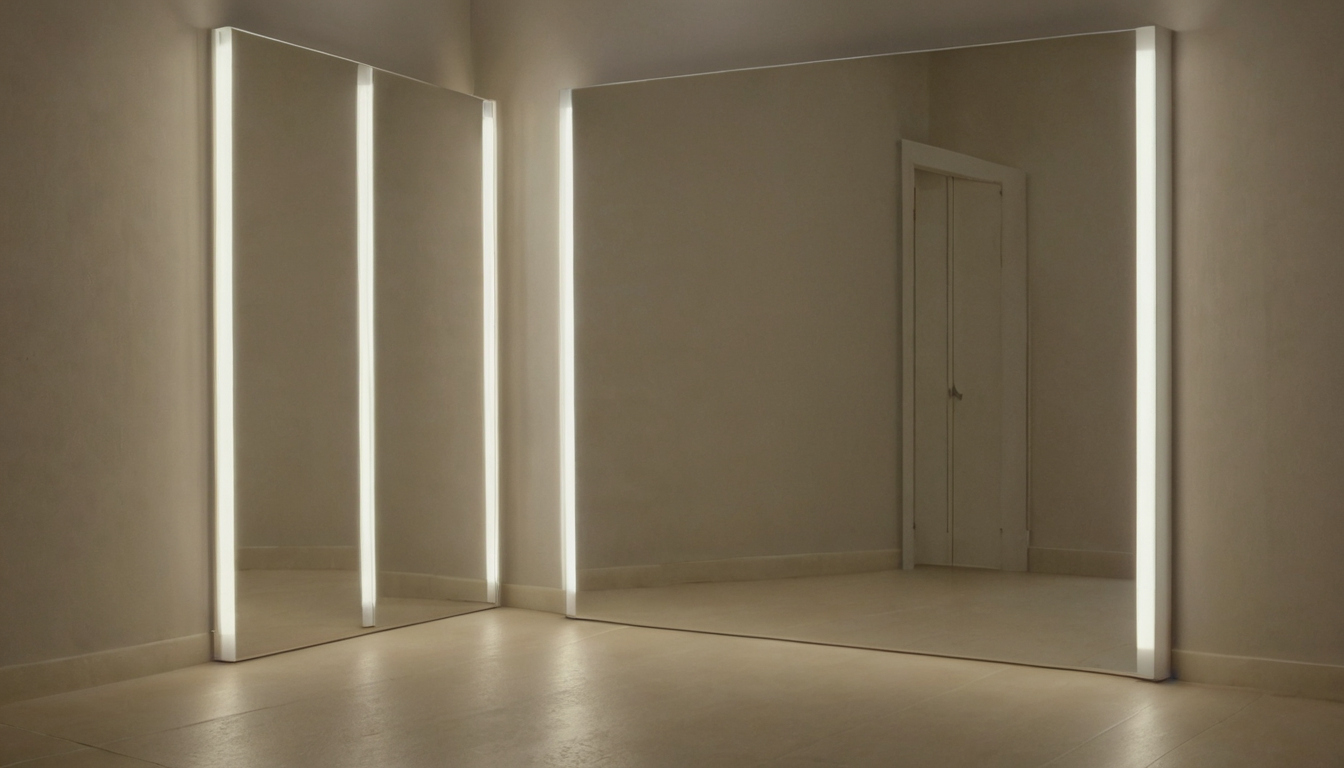 How is the combined floor-mirror and wall-wash load calculated editorial visual